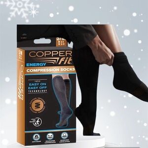 Copper Fit Energy Unisex Compression Socks • Copper Infused • M 6-9 • W 7-10 NWT